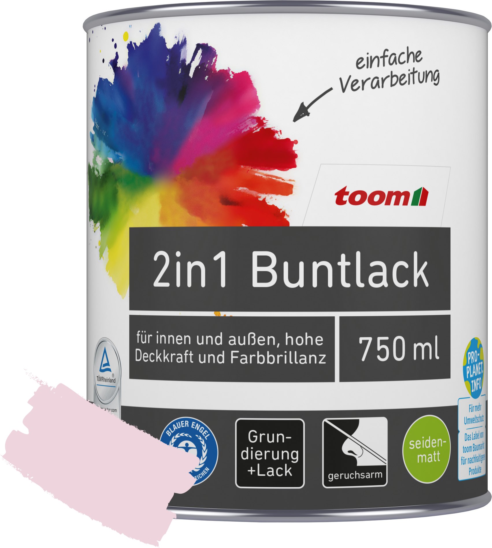 Thumbnail - toom 2in1 Buntlack 'Flamingo' rosa seidenmatt 750 ml