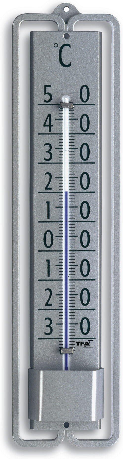 TFA Dostmann Innen- oder Außenthermometer 'Novelli Design' Metall silbern 4,8 x 1,6 x 19,5 cm