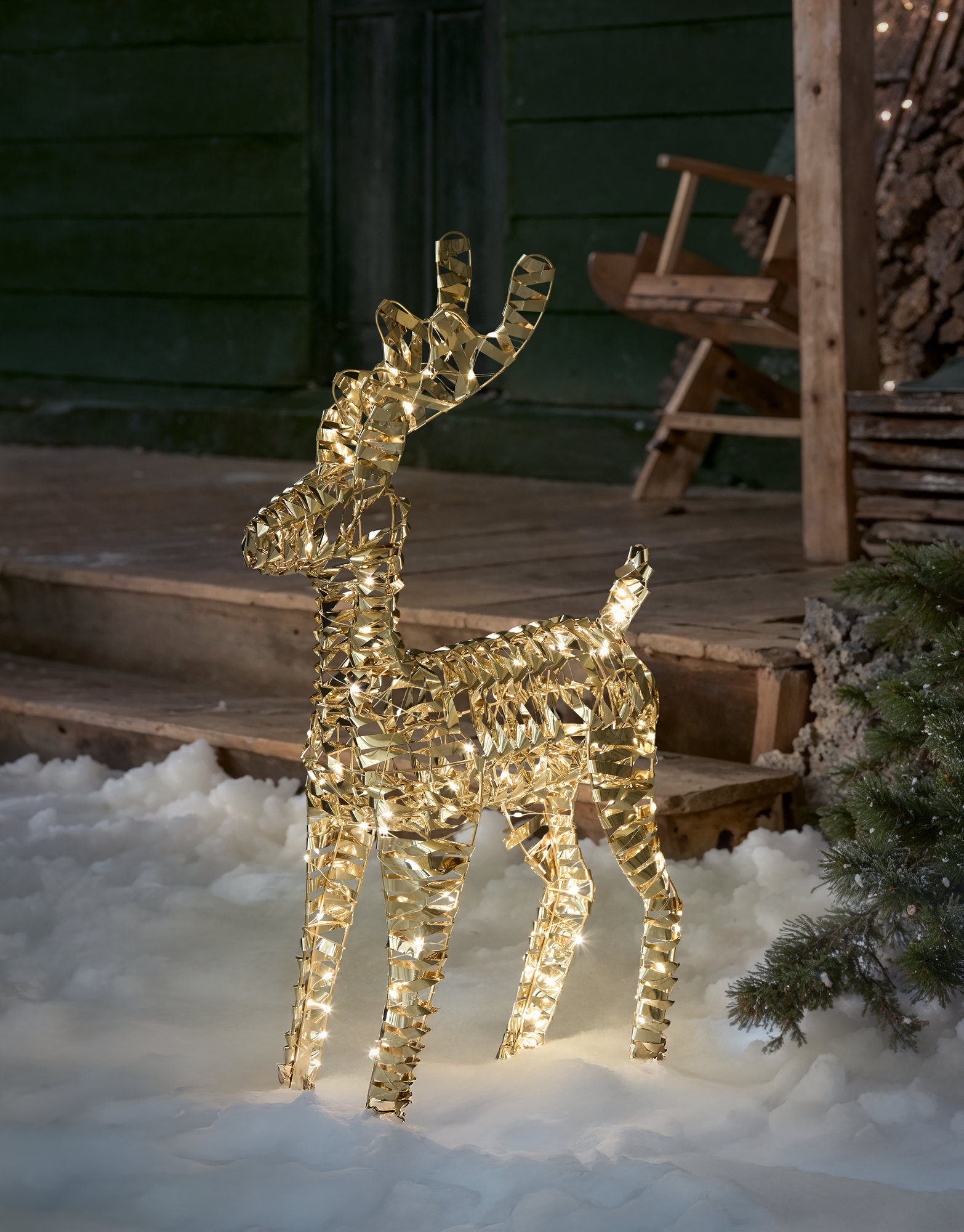 Koopman LED-Metallrentier warmweiß 14 x 60 x 36 cm