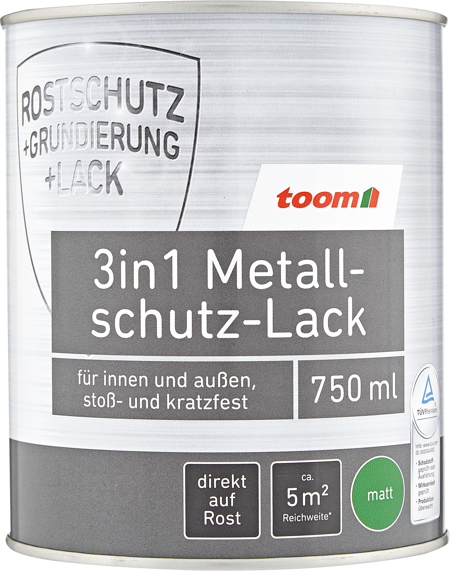 toom 3in1 Metallschutzlack braun matt 750 ml