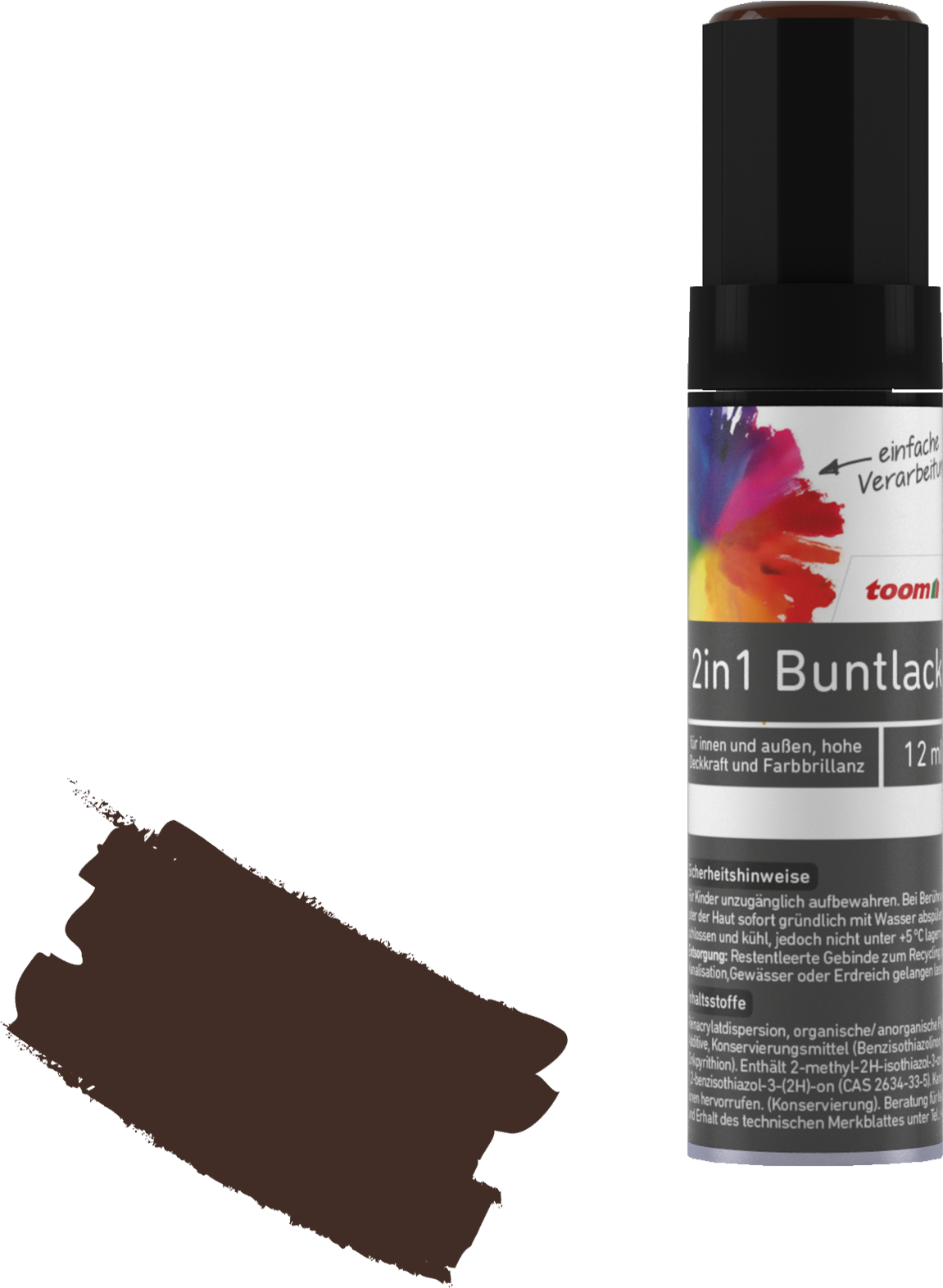 Thumbnail - toom 2in1 Buntlackstift 'Edelbraun' schokobraun glänzend 12 ml