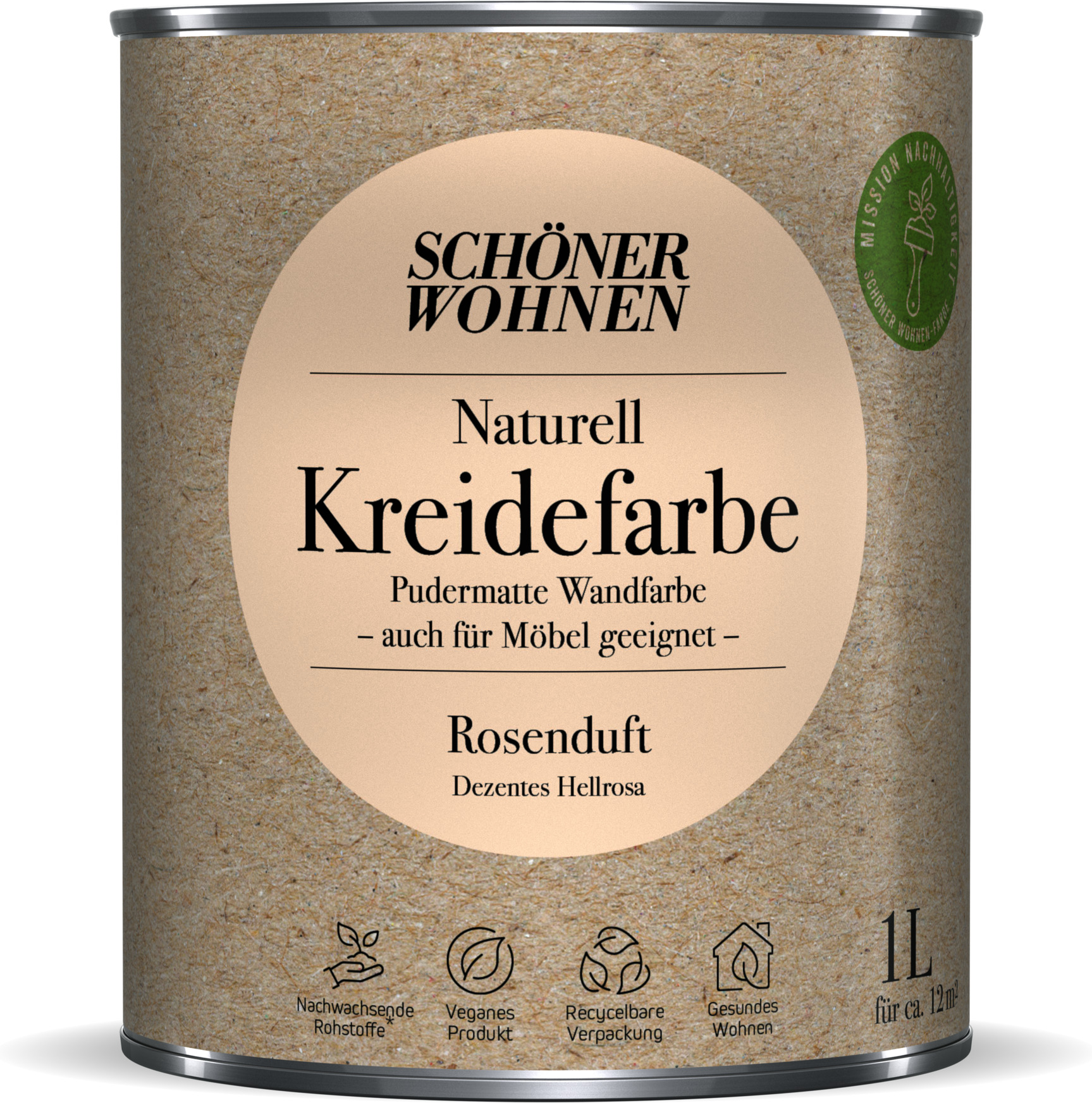 Schöner Wohnen Farbe Naturell Kreidefarbe 'Rosenduft' hellrosa matt 1 l