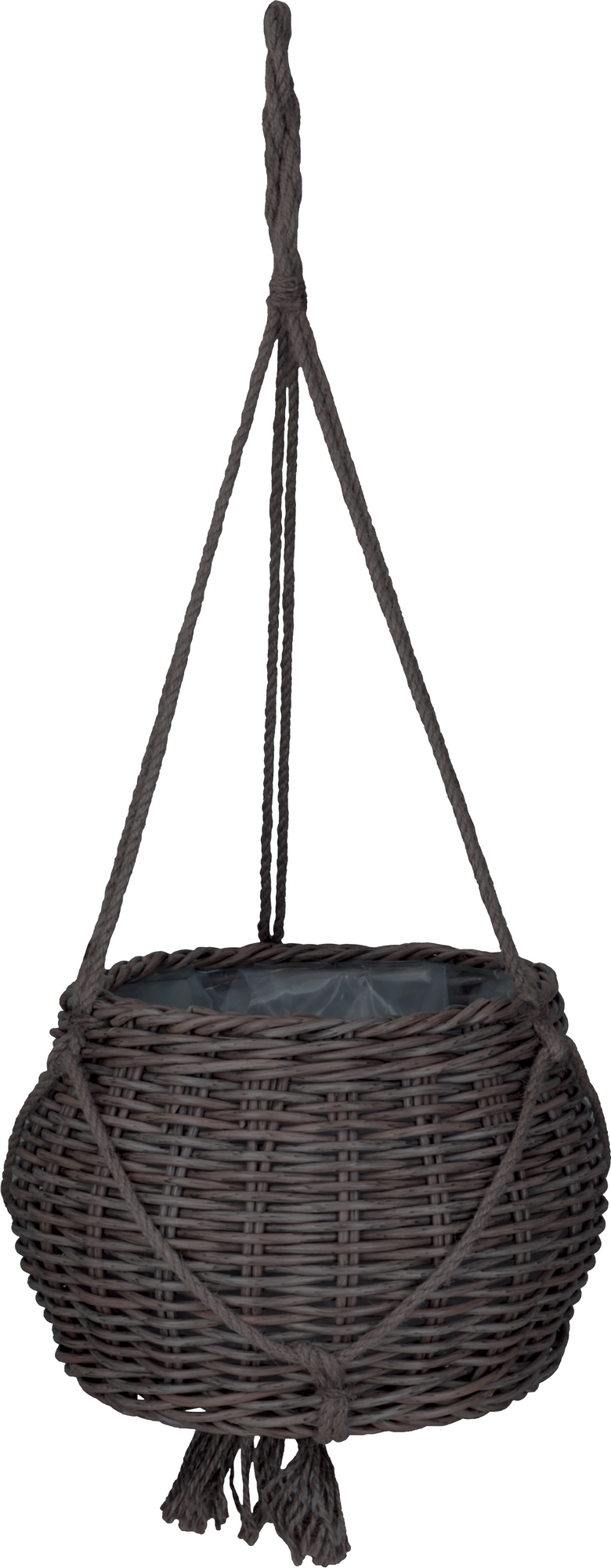 toom Blumenampel Polyrattan grau/braun rund bauchig Ø 31 x 21/70 cm, mit Polybeutel