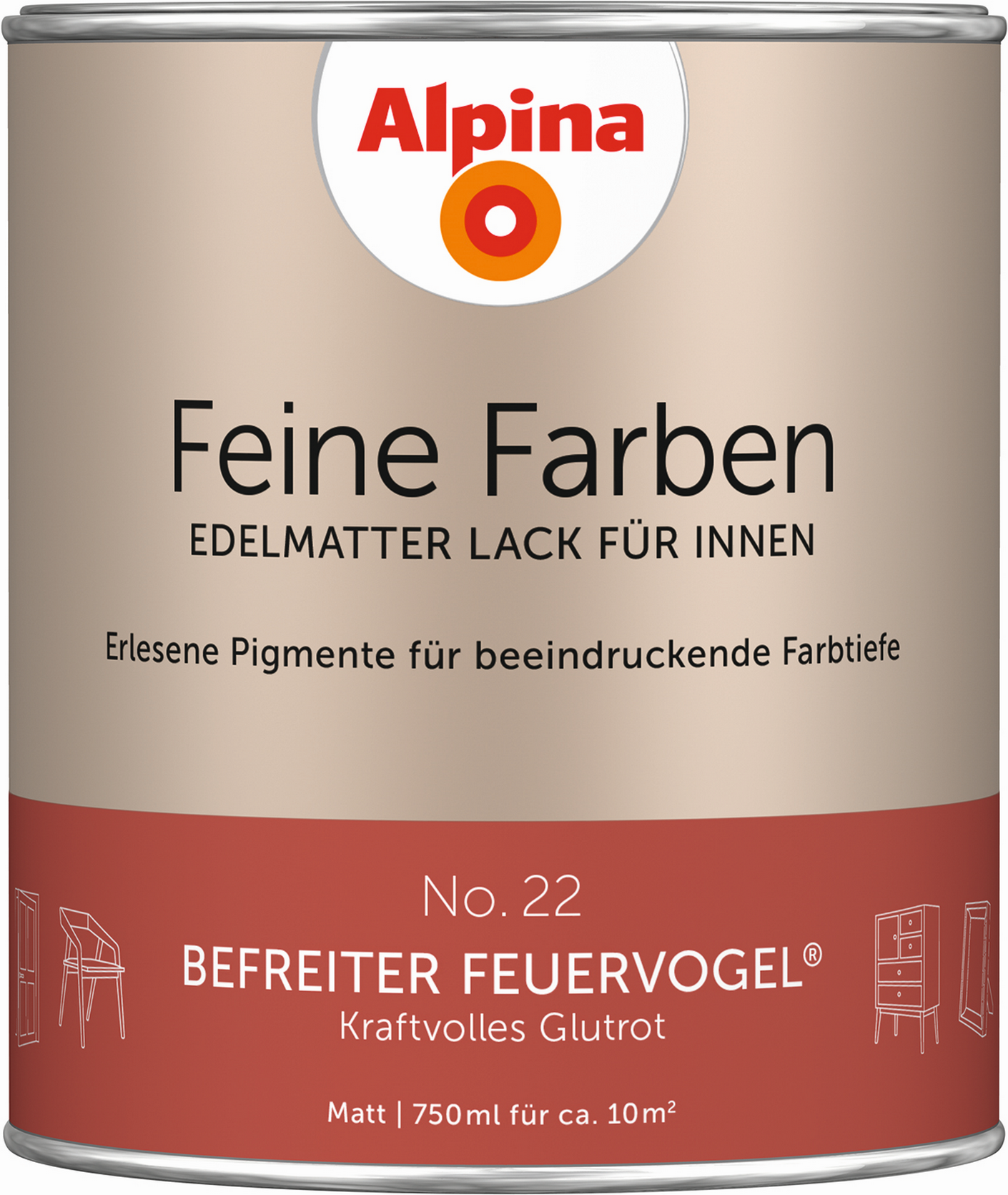 Thumbnail - Alpina Feine Farben 'Befreiter Feuervogel' rostrot matt 750 ml