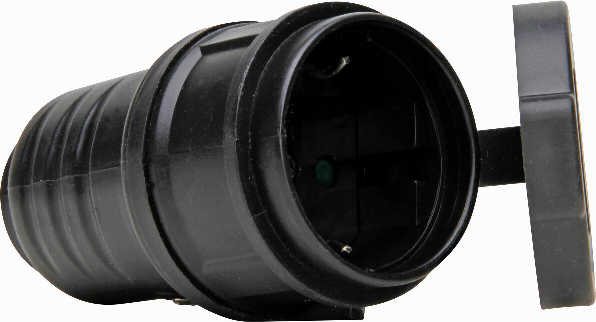 Kopp TPE-Schutzkontakt-Kupplung mit Klappdeckel und Knickschutz schwarz