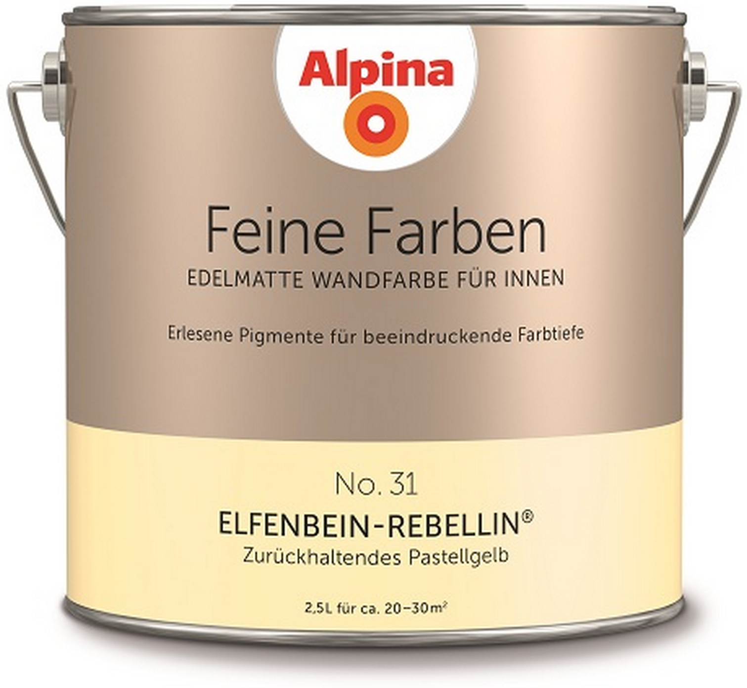 Alpina Feine Farben 'Elfenbein Rebellin' pastellgelb matt 2,5 l