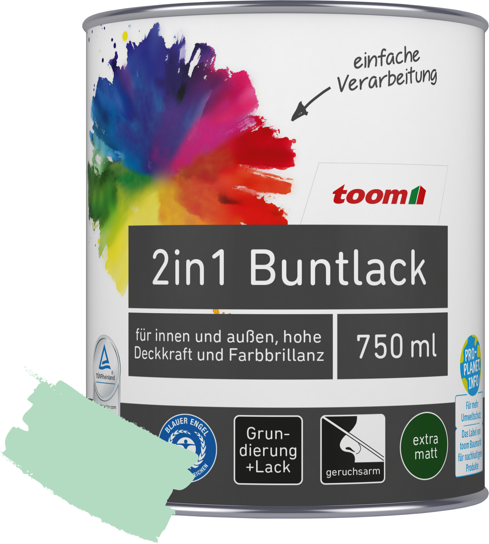 Thumbnail - toom 2in1 Buntlack minzgrün matt 750 ml