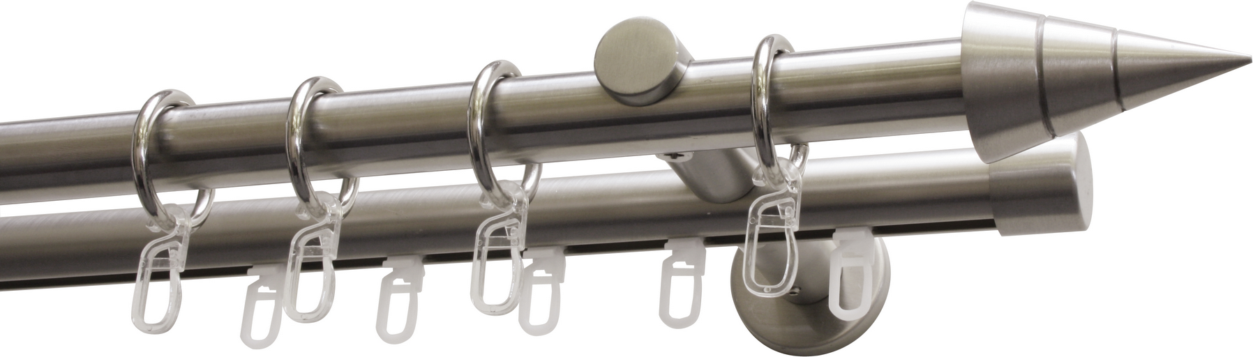 Gardinia Gardinenstangen-Set mit Kegel edelstahl 2-läufig 240 cm