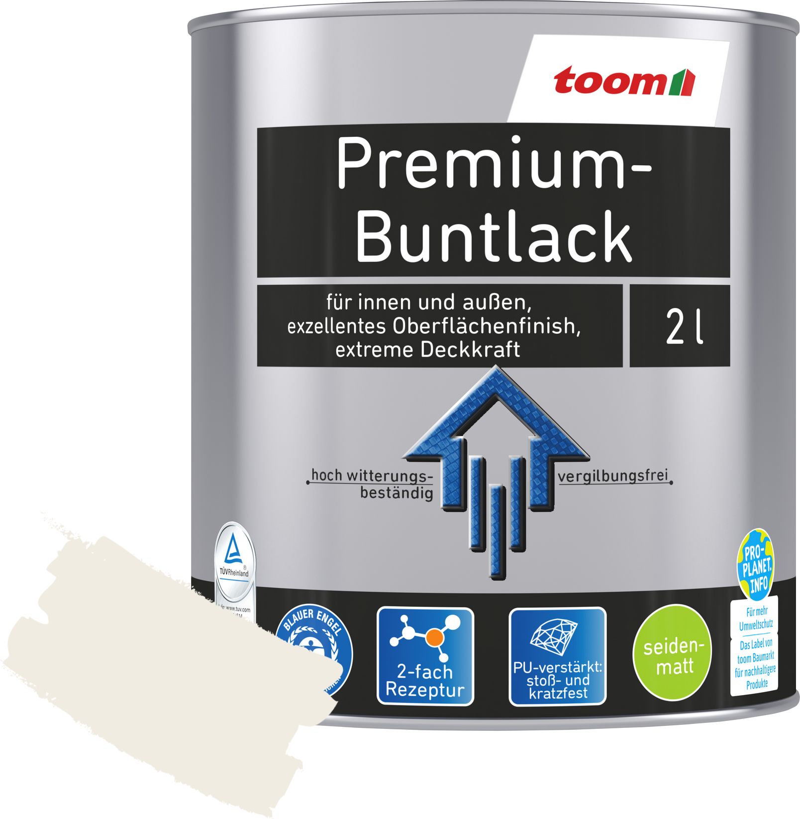 toom Premium-Buntlack reinweiß seidenmatt 2 l