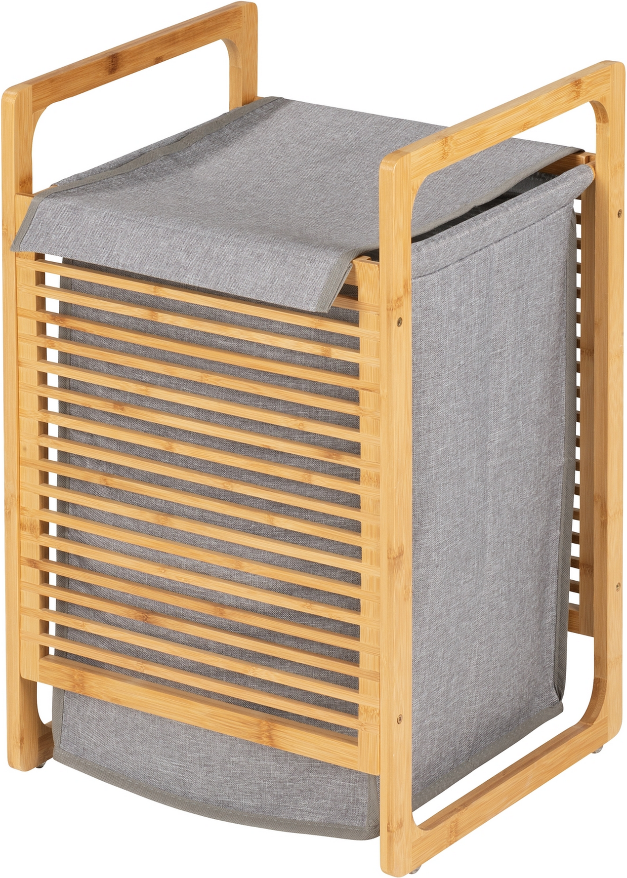 Wenko Wäschesammler 'Bahari' Bambus braun, grau 40 x 60 x 35 cm 43 l