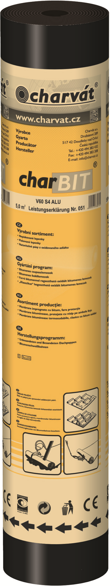 Charvat Bitumen-Schweißbahn 'charBIT V60 S4 ALU' 100 x 500 cm