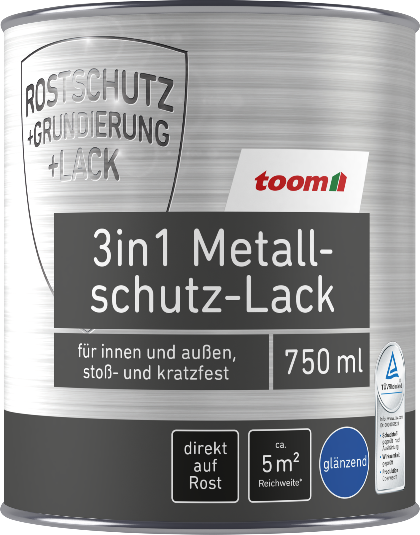 toom 3in1 Metallschutzlack grün glänzend 750 ml