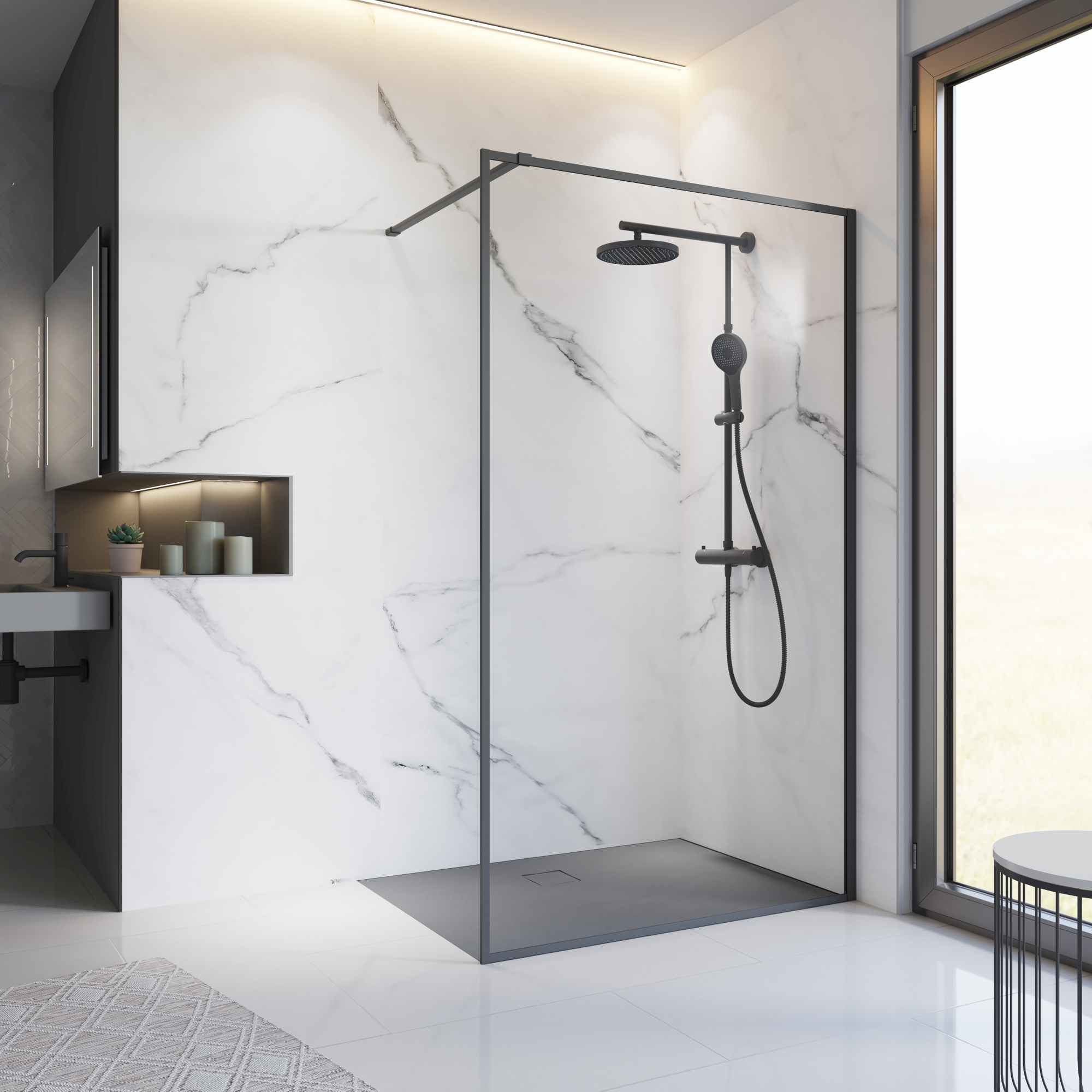 Thumbnail - Schulte Walk-In-Duschwand 'Trend 2.0' schwarz, 100 x 200 cm