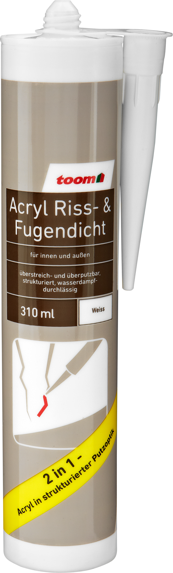 toom Acryl-Spachtelmasse "Riss- und Fugendicht" weiß 310 ml