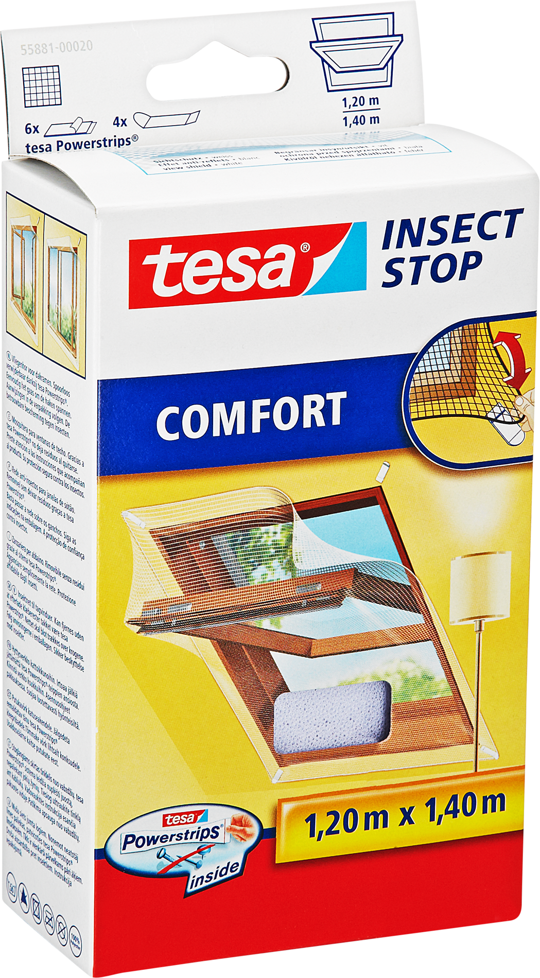 tesa Fliegengitter für Dachfenster 'Comfort' wieß 120 x 140 cm