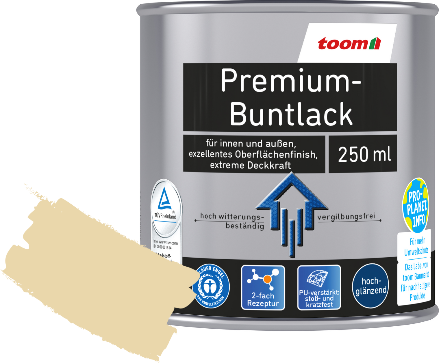 Thumbnail - toom Premium-Buntlack elfenbeinfarben glänzend 250 ml