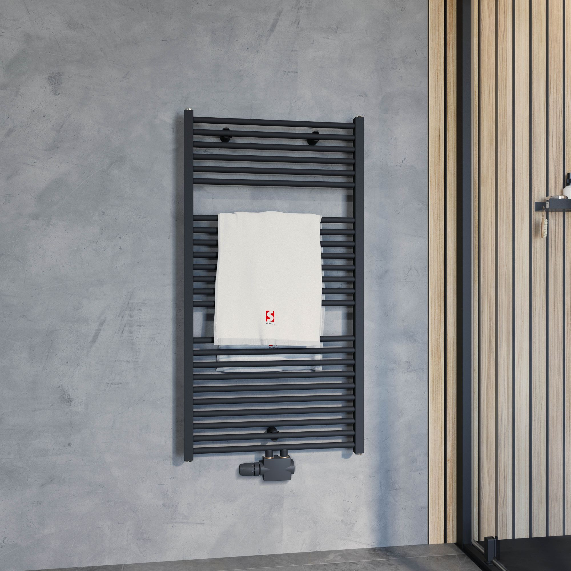 Schulte Badheizkörper 'Turbo' mit Mittelanschluss, mattschwarz 113,5 x 60 cm