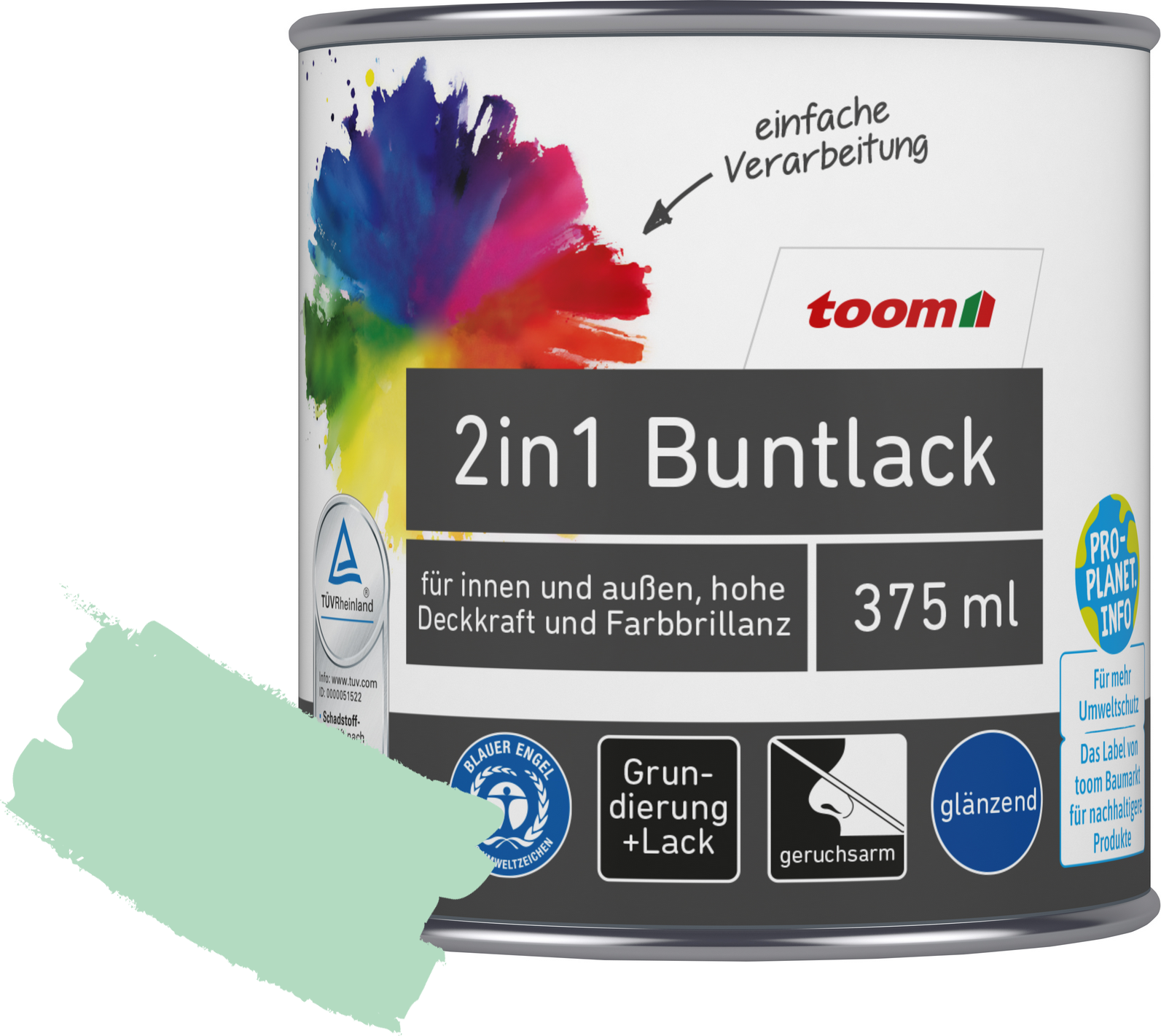 Thumbnail - toom 2in1 Buntlack minzgrün glänzend 375 ml