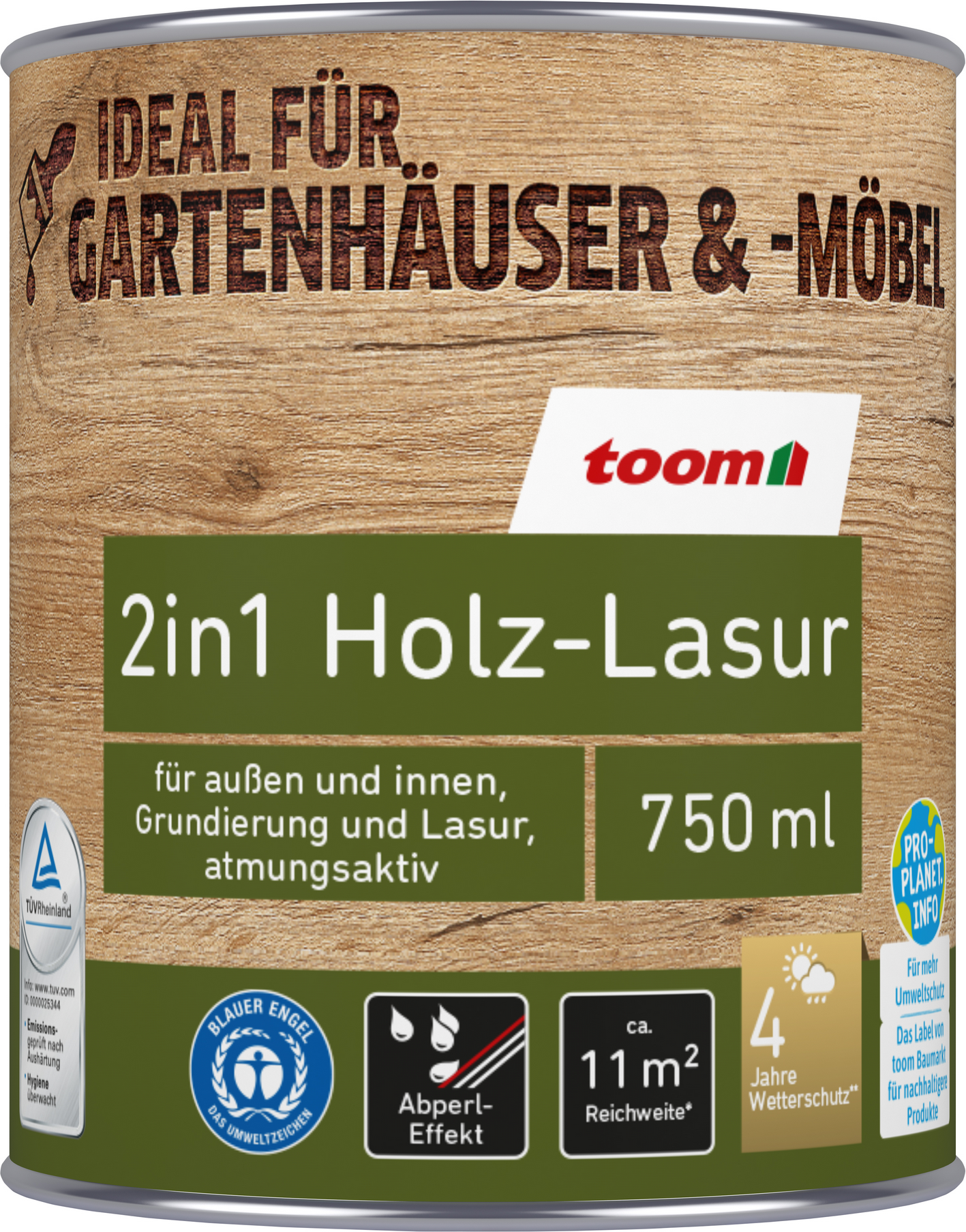 toom 2in1 Holzlasur kieferfarben 750 ml