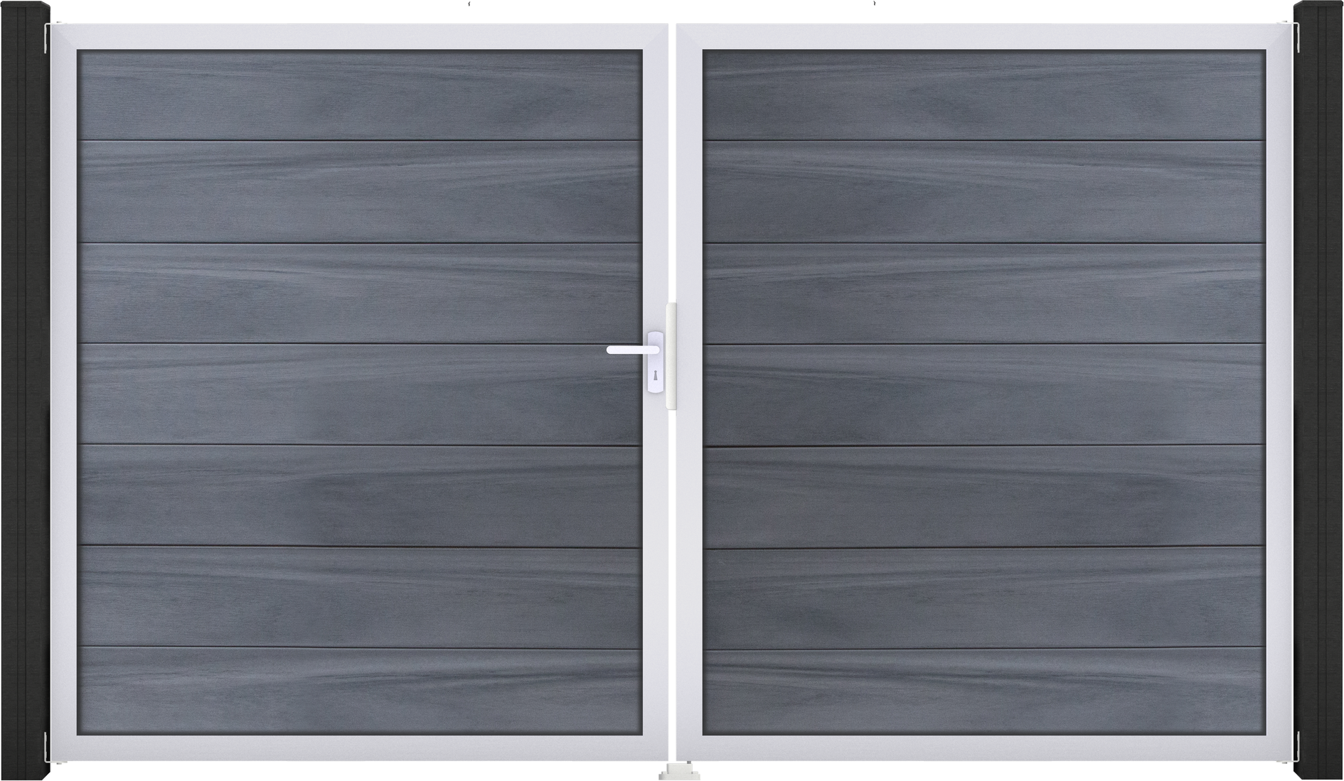 GroJa Doppeltor 'Solid Grande' BPC/Aluminium DIN links steingrau/silber 300 x 180 cm
