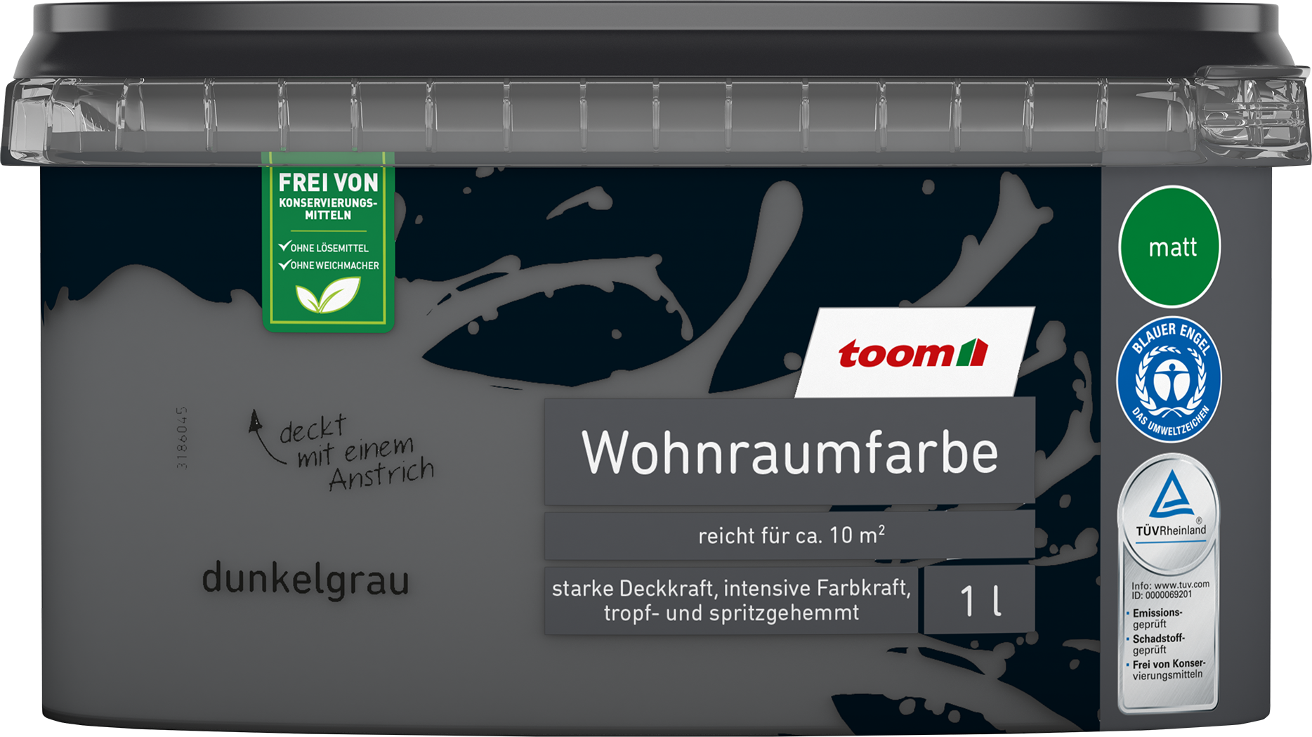 toom Wohnraumfarbe dunkelgrau matt 1 l