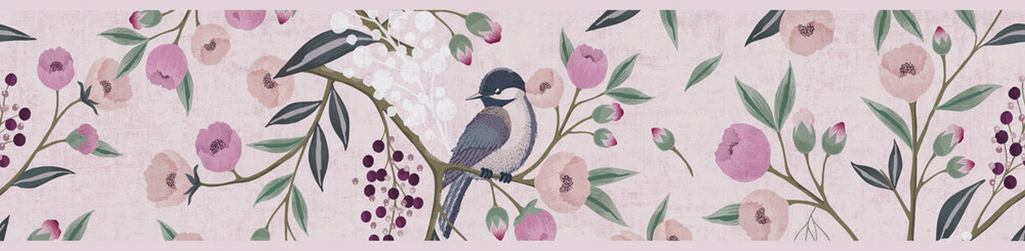 Thumbnail - A.S. Création Bordüre 'Lilly & Luis' Vögel rosa 0,13 x 5 m
