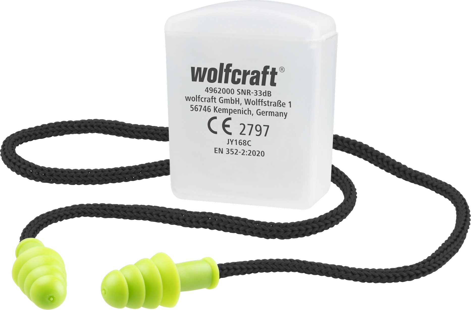 wolfcraft Gehörschutzstöpsel mit Kordel 33 dB Ø 8 - 10 mm