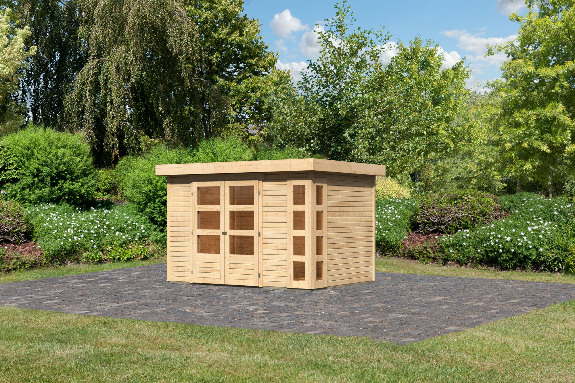 Karibu Gartenhaus 'Terko 4' Fichtenholz naturbelassen 211 x 302 x 217 cm