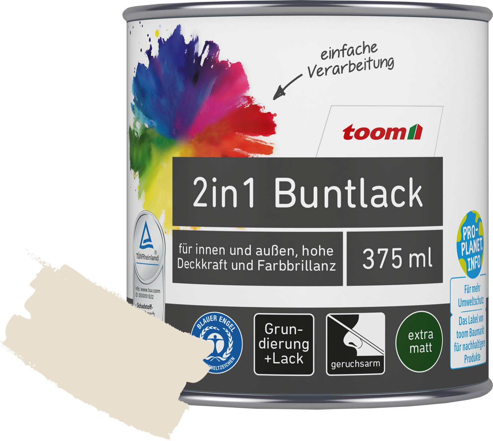 Thumbnail - toom 2in1 Buntlack 'Bergkristall' cremeweiß matt 375 ml