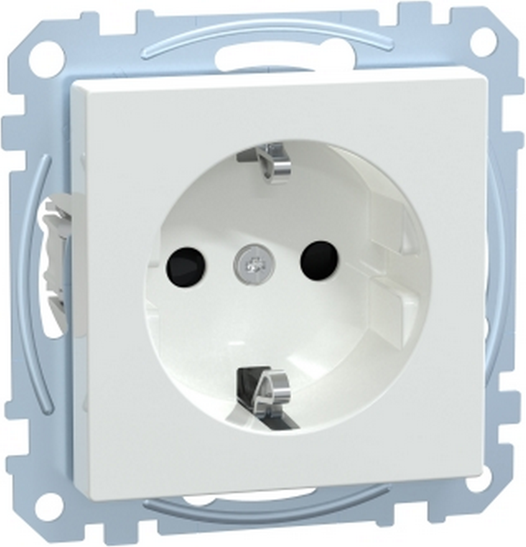 Merten Steckdoseneinsatz 'System M' mit erhöhtem Berühurngsschutz aktivweiß glänzend 5,4 x 5,4 cm