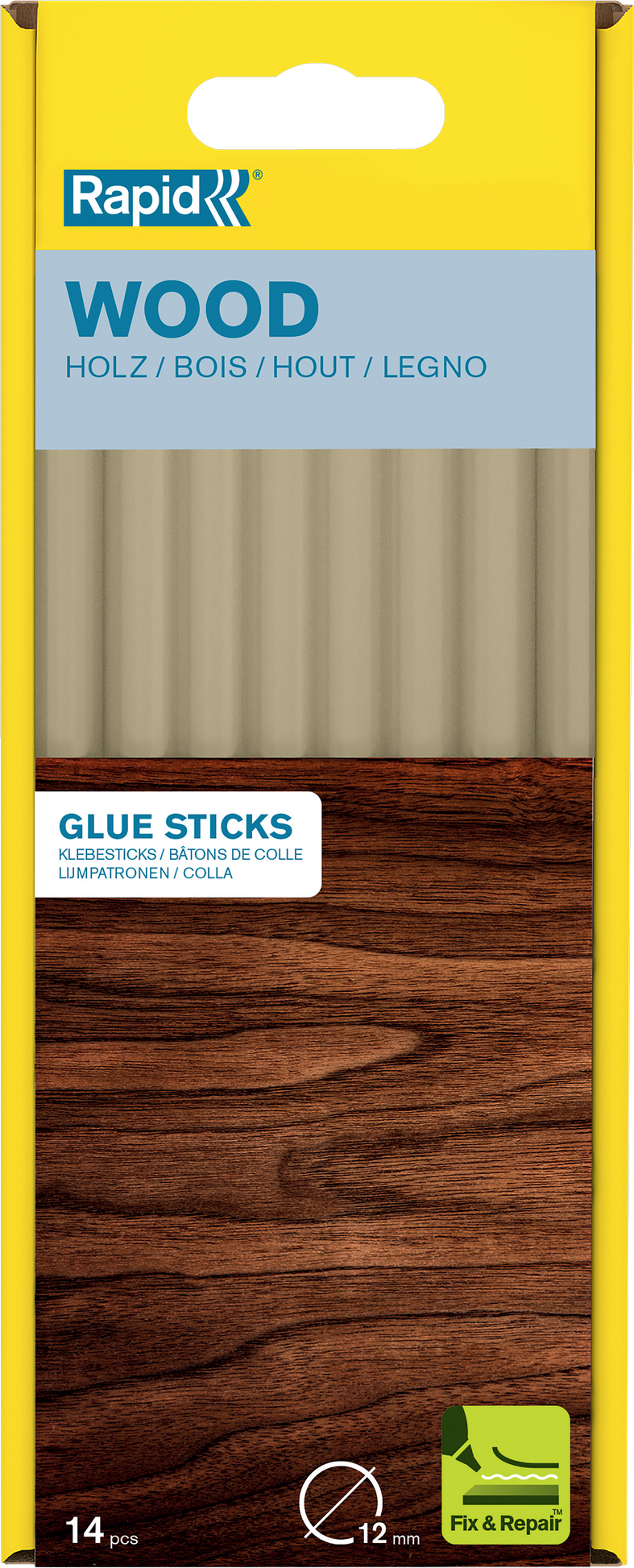 Rapid Klebestick für Holz gelb Ø 12 x 190 mm 14 Stück
