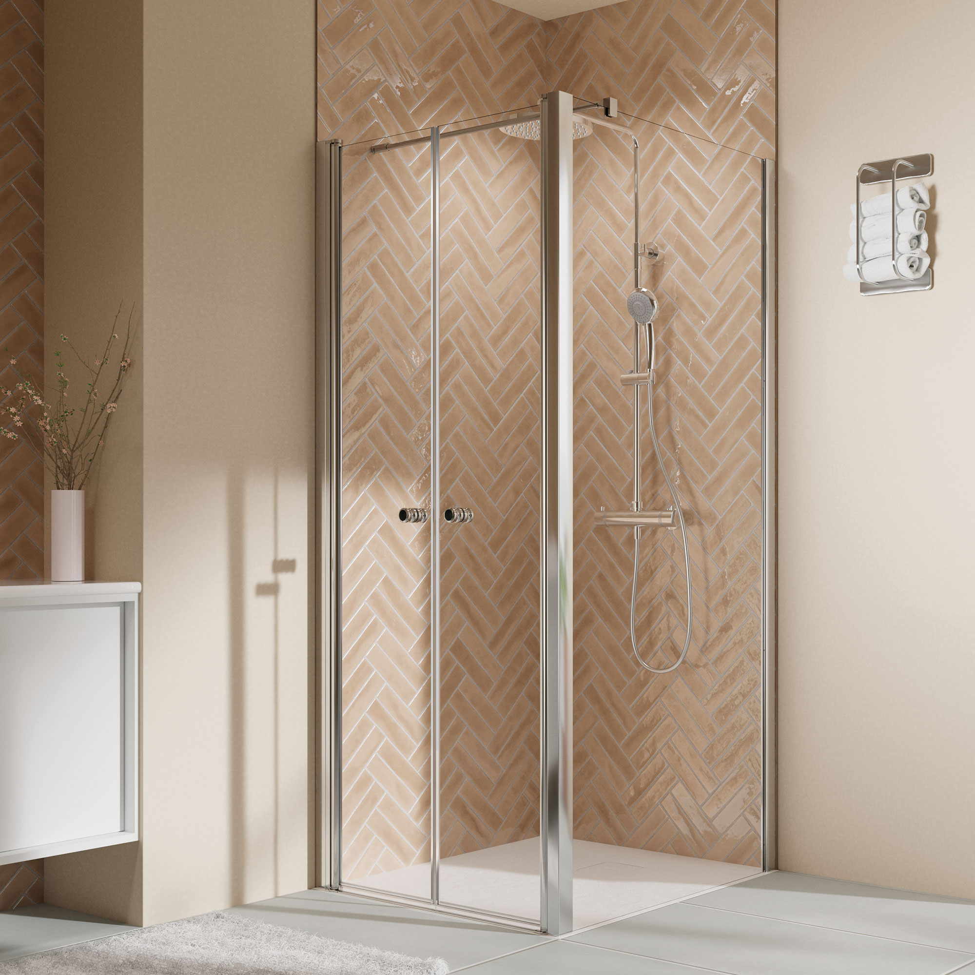 Thumbnail - Breuer Seitenwand für Pendeltür 'Elana 2.0' rechts, silbern 90 x 200 cm