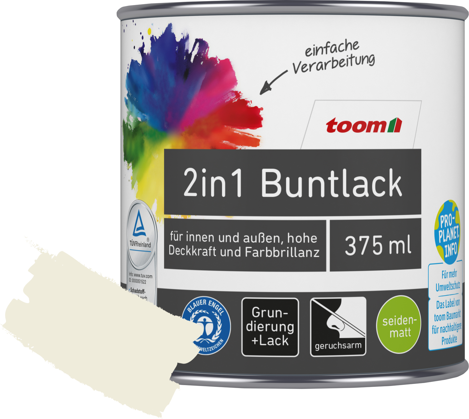 Thumbnail - toom 2in1 Buntlack 'Eisblume' reinweiß seidenmatt 375 ml