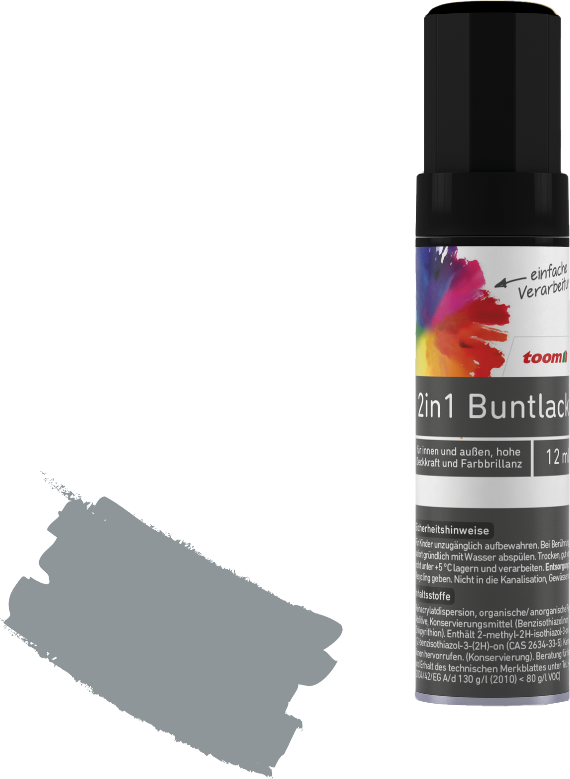 Thumbnail - toom 2in1 Buntlackstift 'Stadtgeflüster' silbergrau seidenmatt 12 ml