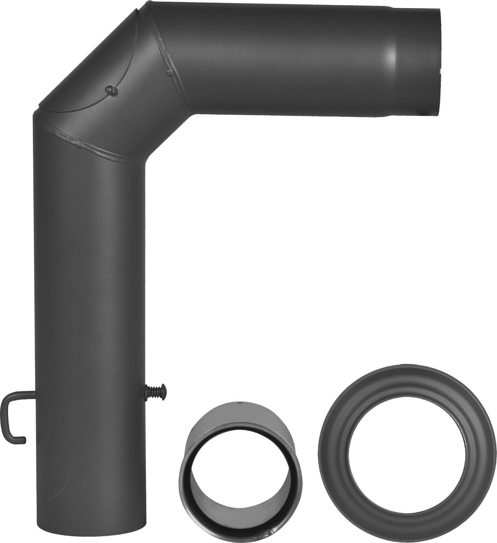Firefix Winkelrauchrohr-Set schwarz Ø 120 mm, 3-teilig