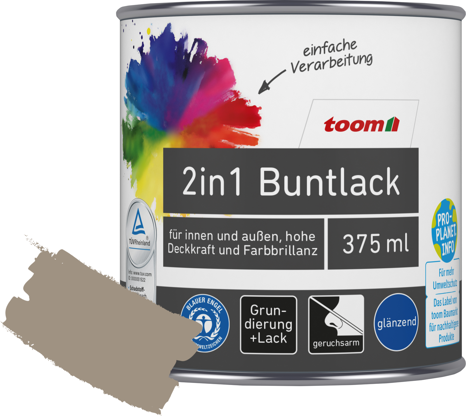 Thumbnail - toom 2in1 Buntlack 'Treibholz' hellbraun glänzend 375 ml