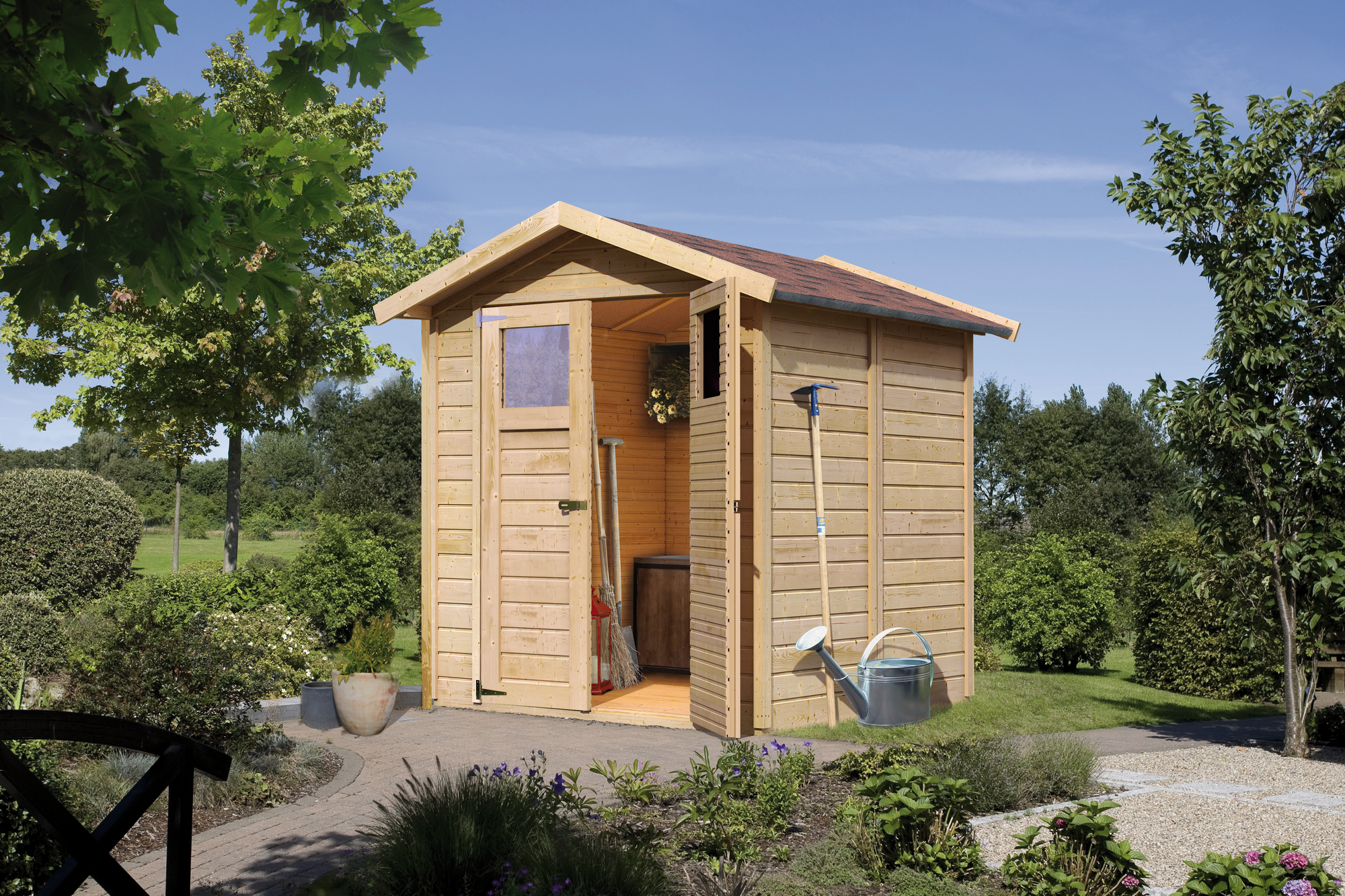 Karibu Gartenhaus 'Kolle 3' Fichtenholz naturbelassen 180 x 184 x 222 cm