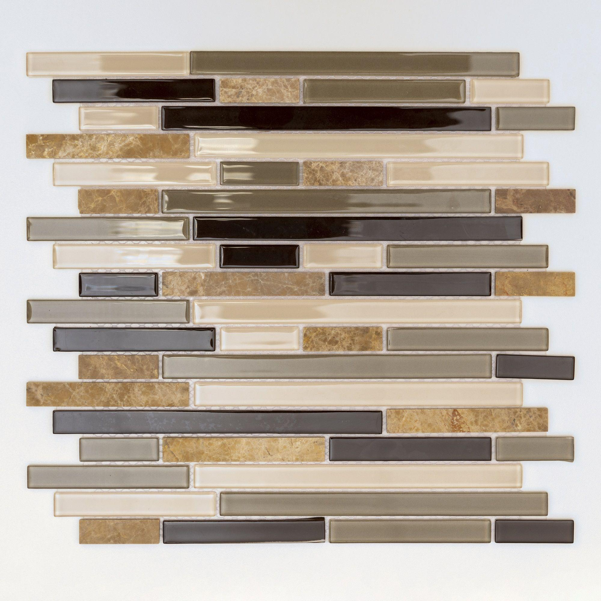 Thumbnail - Mosaikfliese 'Easyglue' selbstklebend Glas/Naturstein beige matt, 30,5 x 30,5 cm