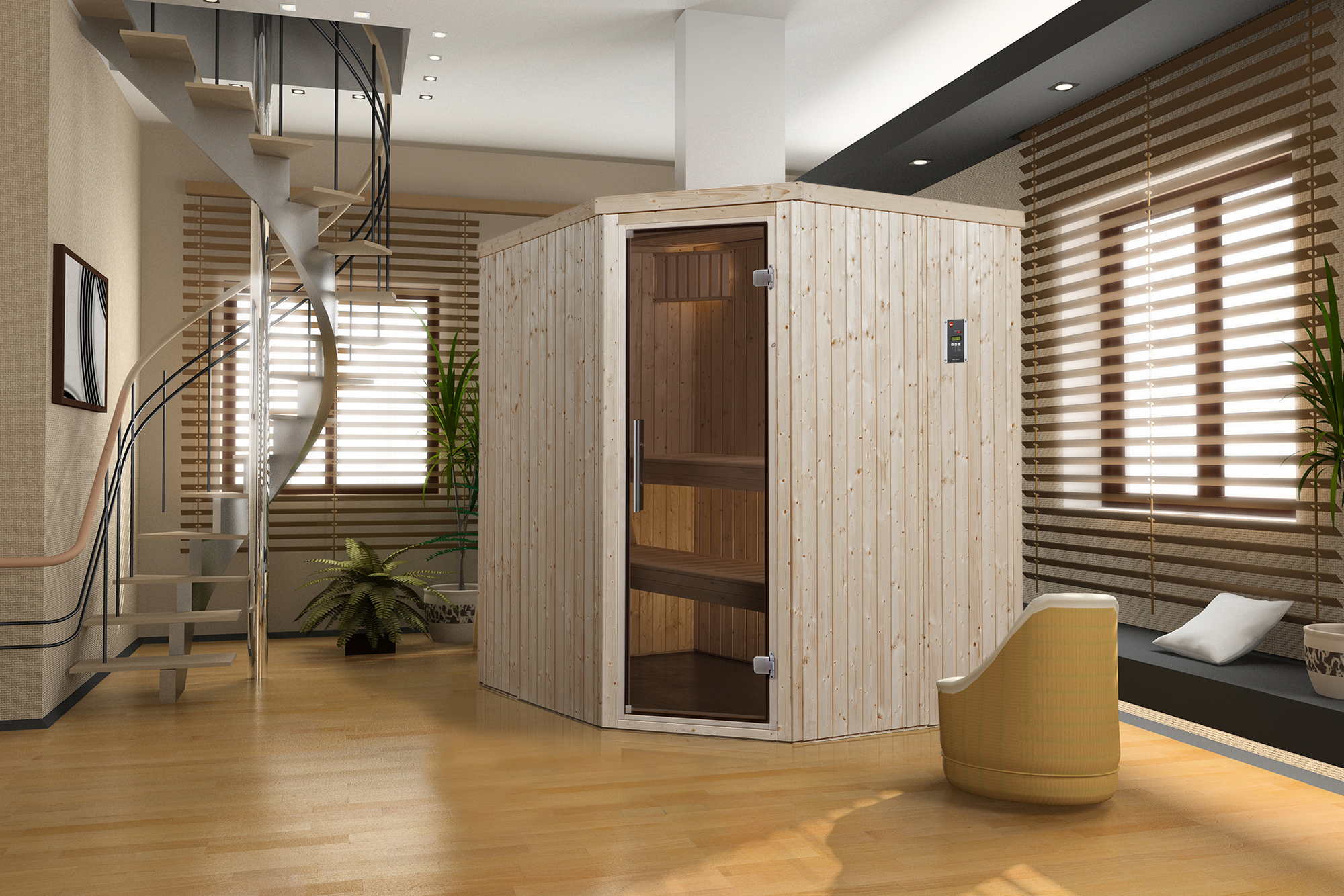 Weka Elementsauna 'Varberg 2' 194 x 177 x 199 cm mit Glastür