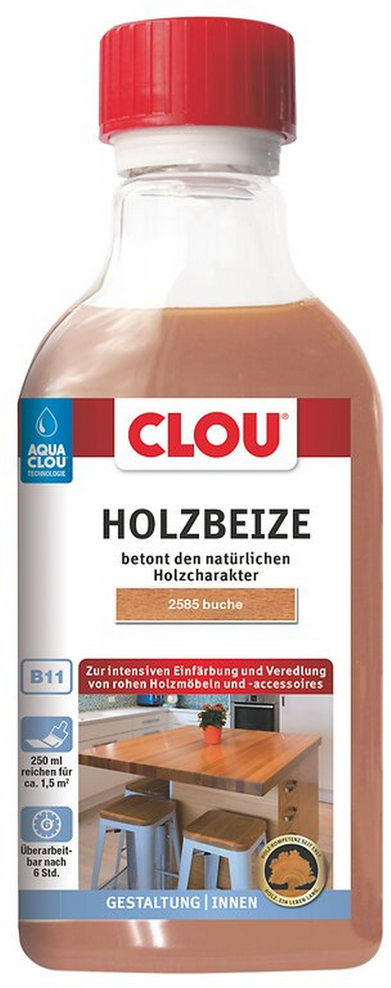 Clou Holzbeize buchefarben 250 ml