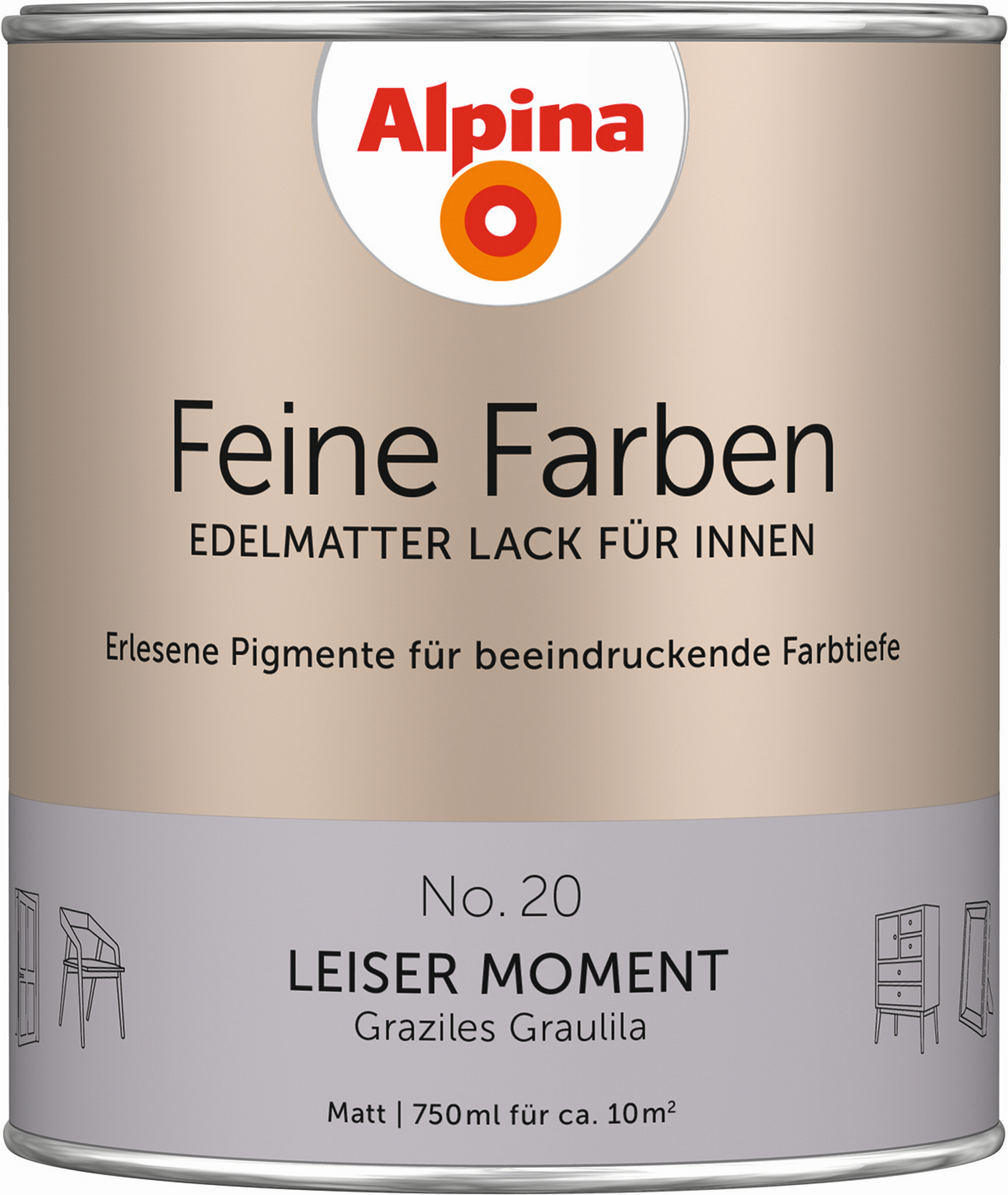 Alpina Feine Farben 'Leiser Moment' fliederfarben matt 750 ml