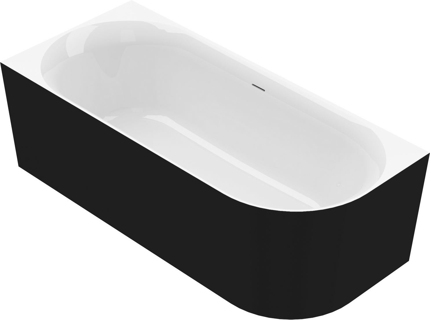 Ottofond Badewanne 'Mince Corner' rechts schwarz/weiß 180 x 80 cm