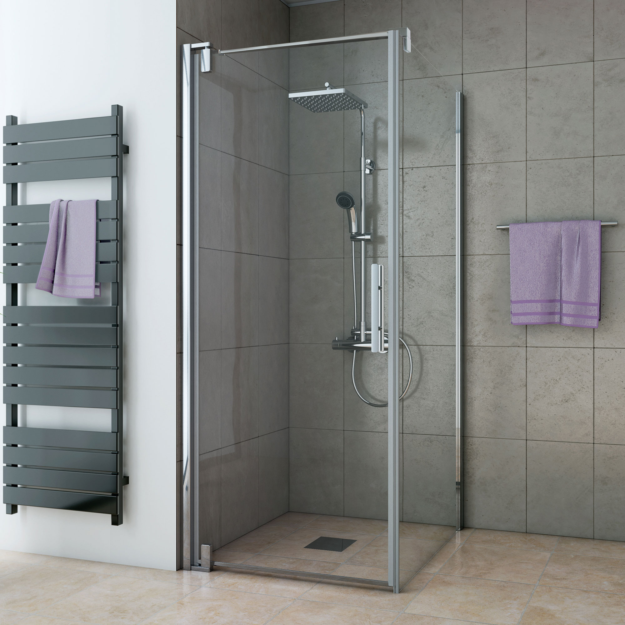 Breuer Drehtür 'Europa Design' für Seitenwand, links, 90 cm, Klarglas inklusive Beschichtung