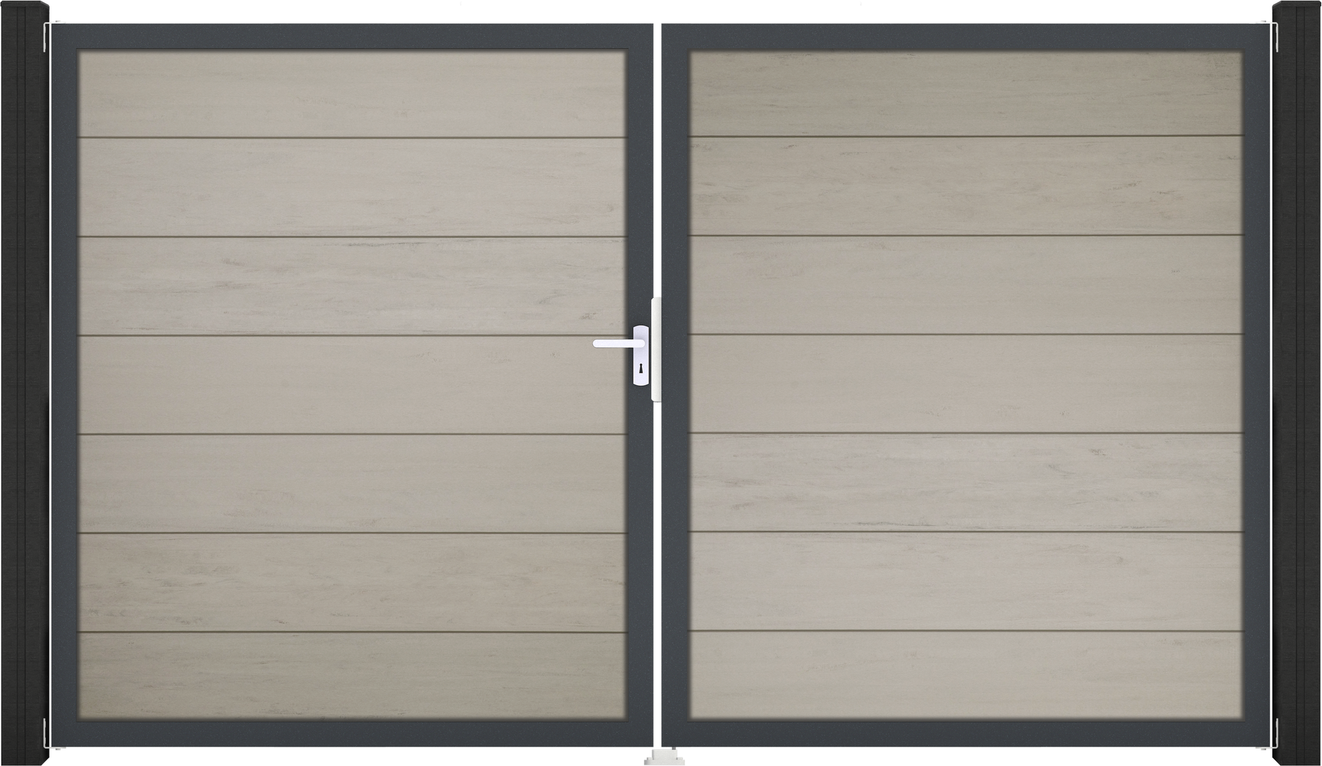 GroJa Doppeltor 'Solid Grande' BPC/Aluminium DIN links sandfarben/anthrazit 300 x 180 cm