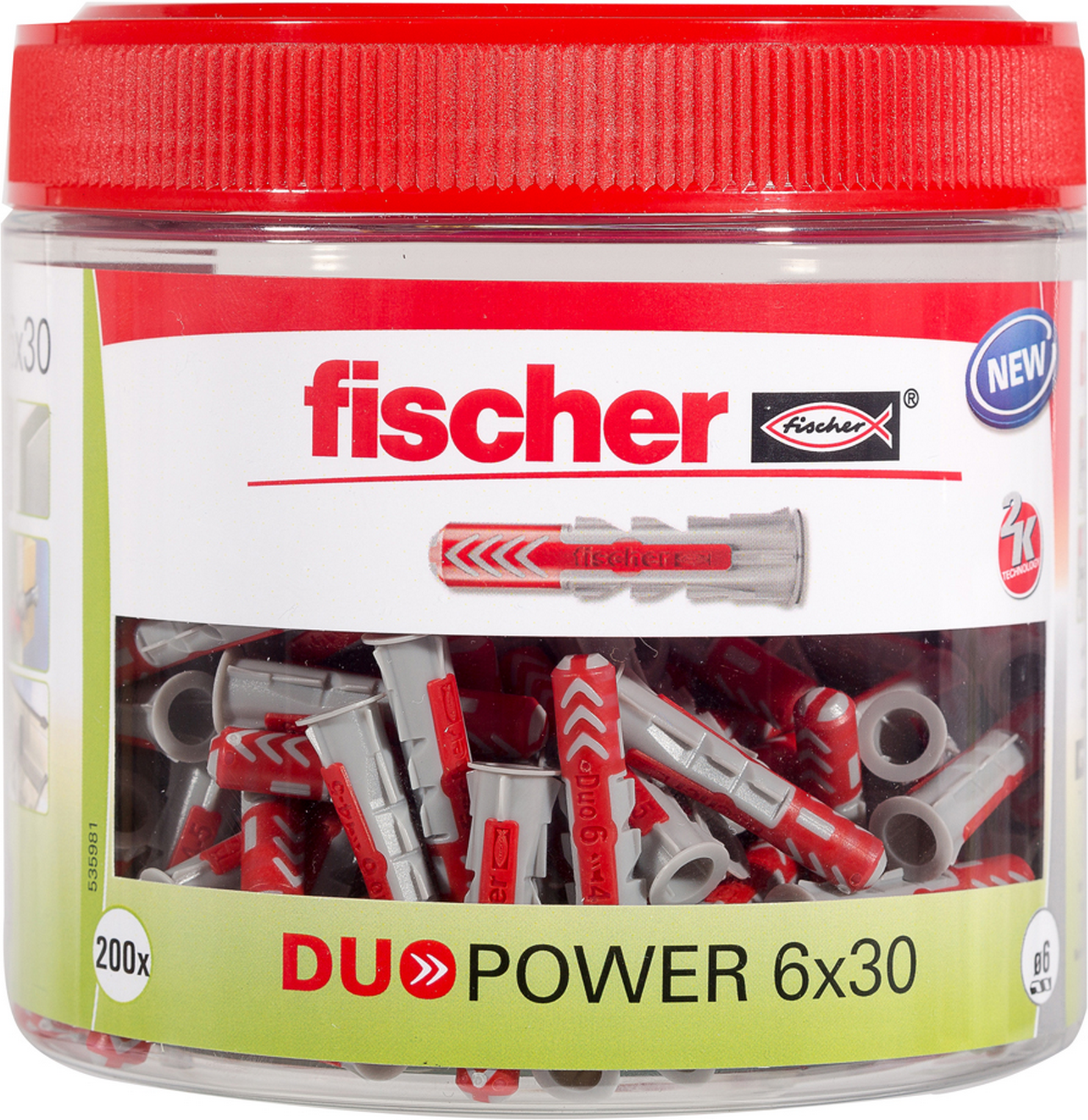 Fischer Runddose mit Dübeln 'Duopower' Ø 6 x 30 mm, 200-teilig