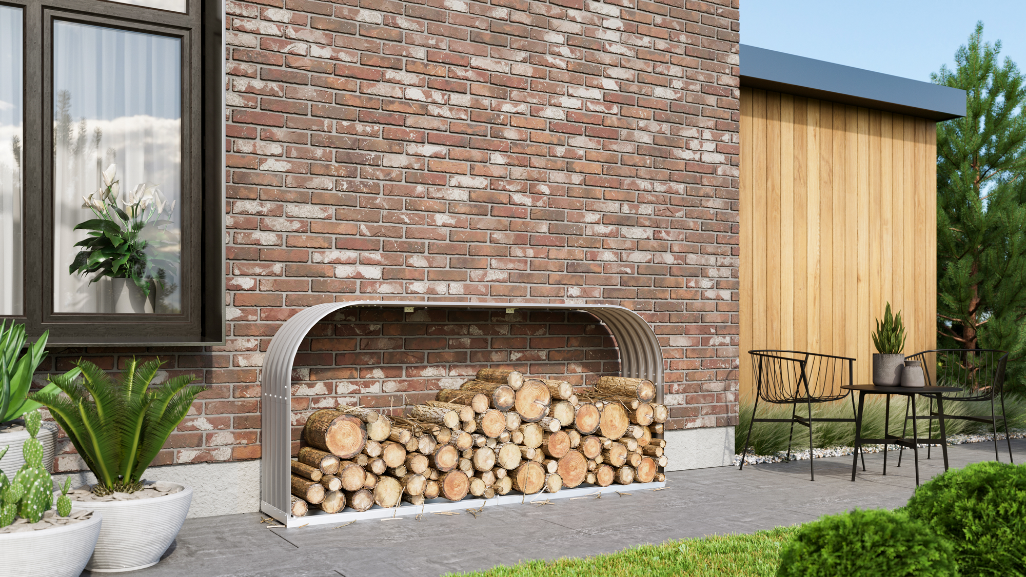 Vitavia Kaminholzregal 'Ardor 401' blankfarben 210 x 100 x 40,1 cm