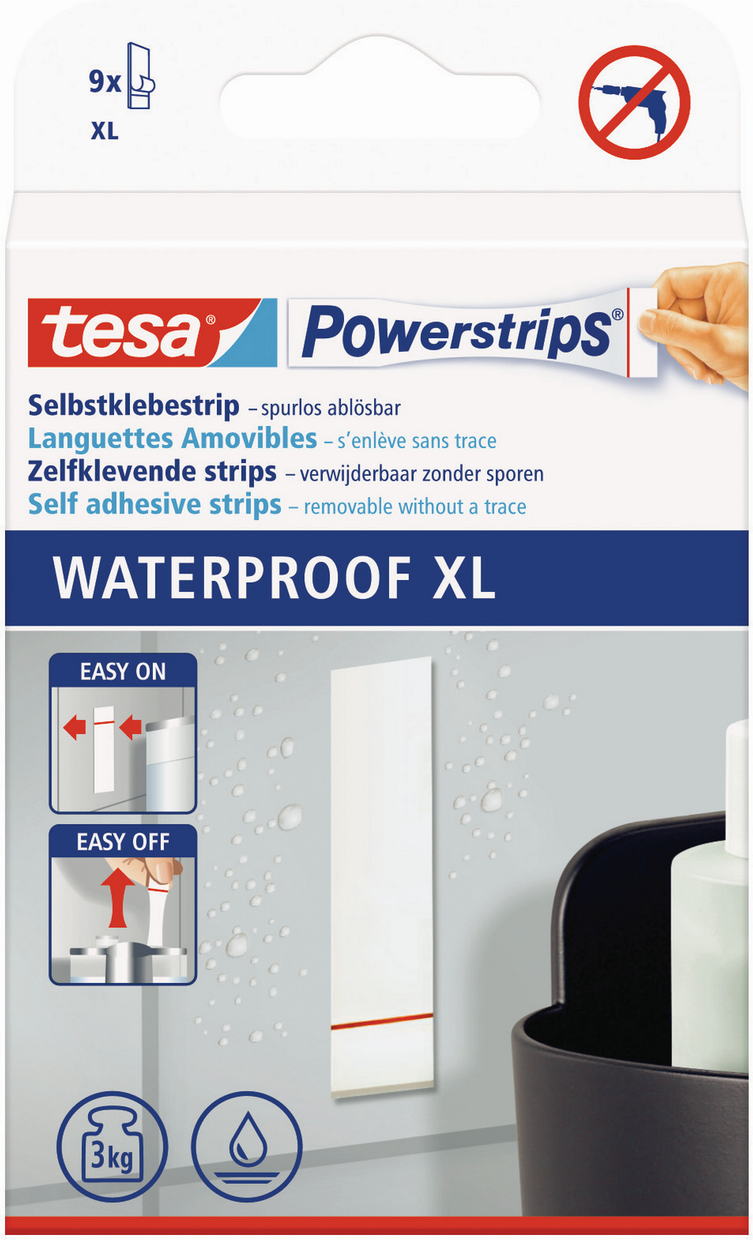 Thumbnail - tesa Powerstrips 'Waterproof XL' selbstklebende Befestigungslösung für Bäder 9 Stück