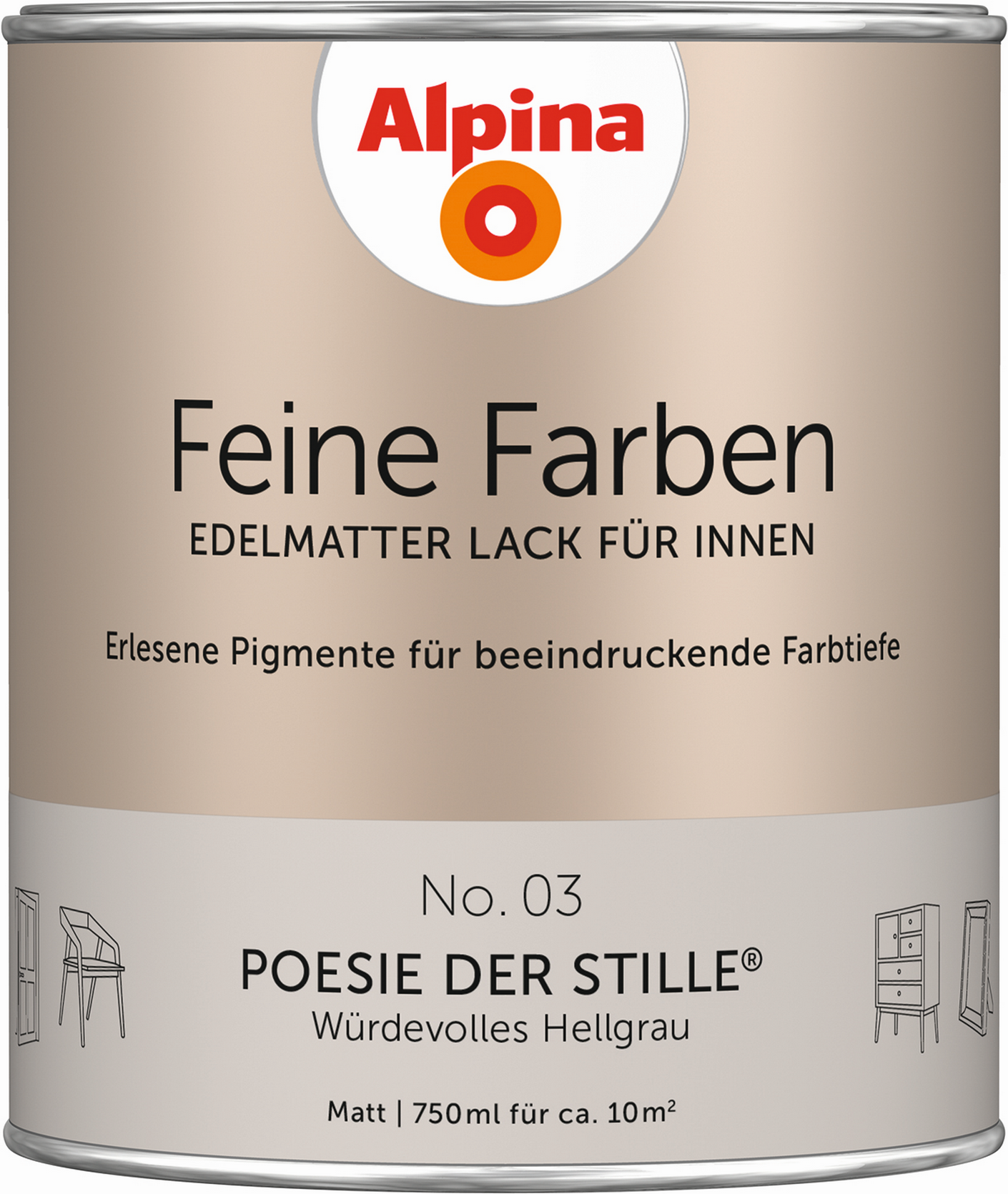 Alpina Feine Farben 'Poesie der Stille' hellgrau matt 750 ml