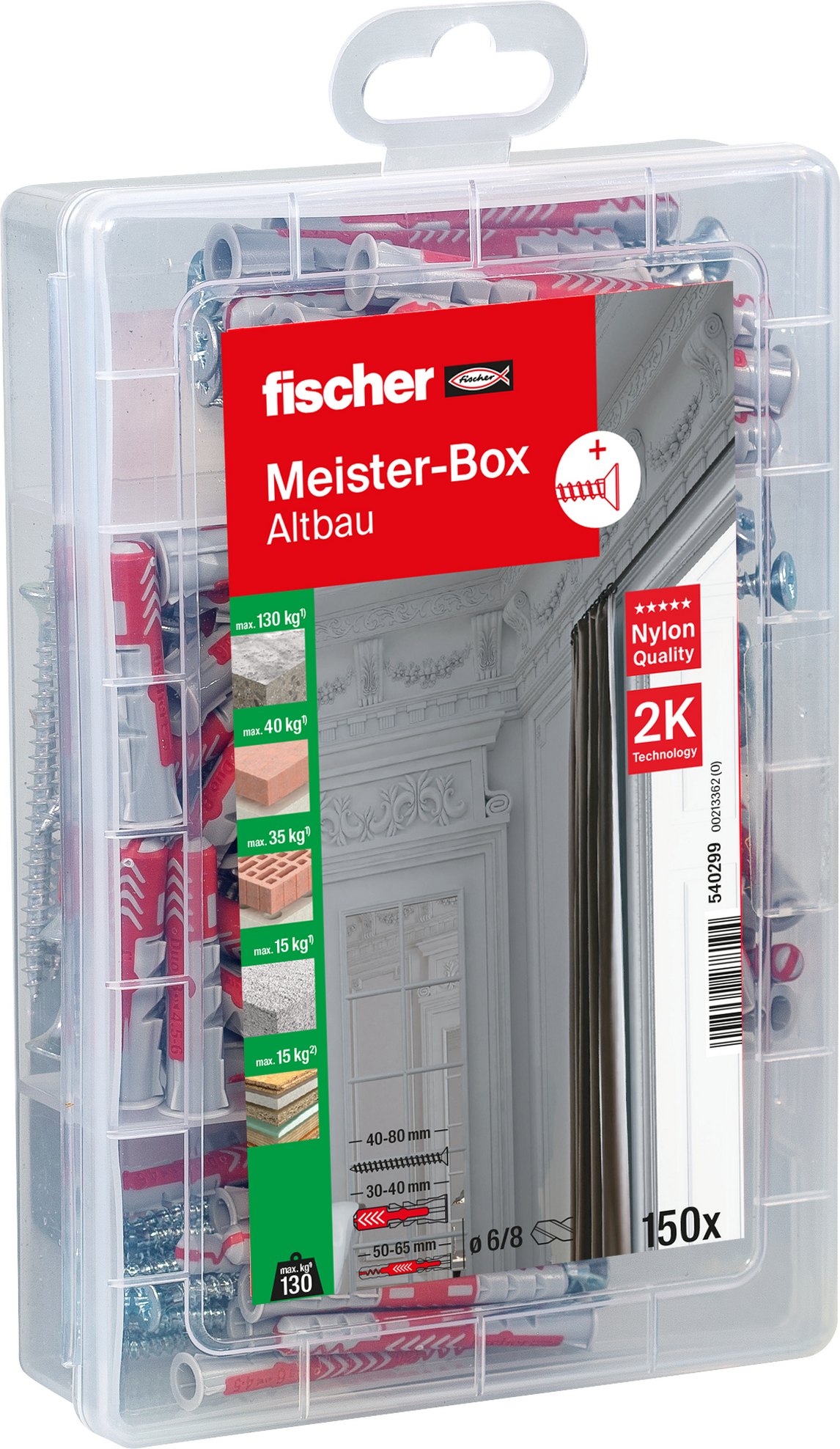 Thumbnail - Fischer Dübel- und Schrauben-Box 'Meister-Box Duopower' kurz/lang, 150-teilig