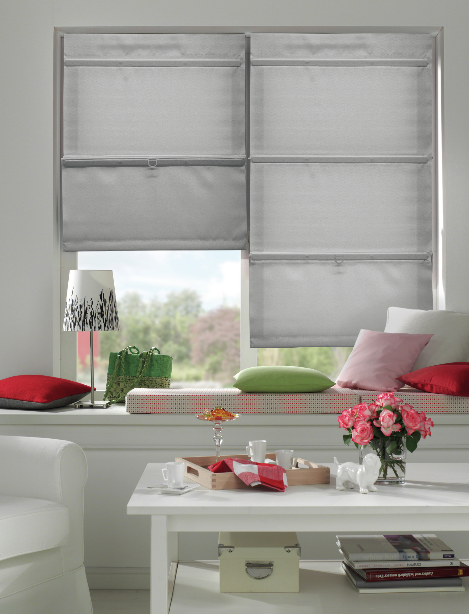 Raffrollo 'EasyFix' magnetisch grau 100 x 140 cm